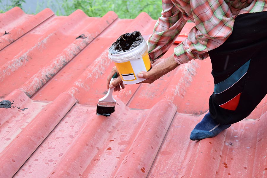repairing red roof